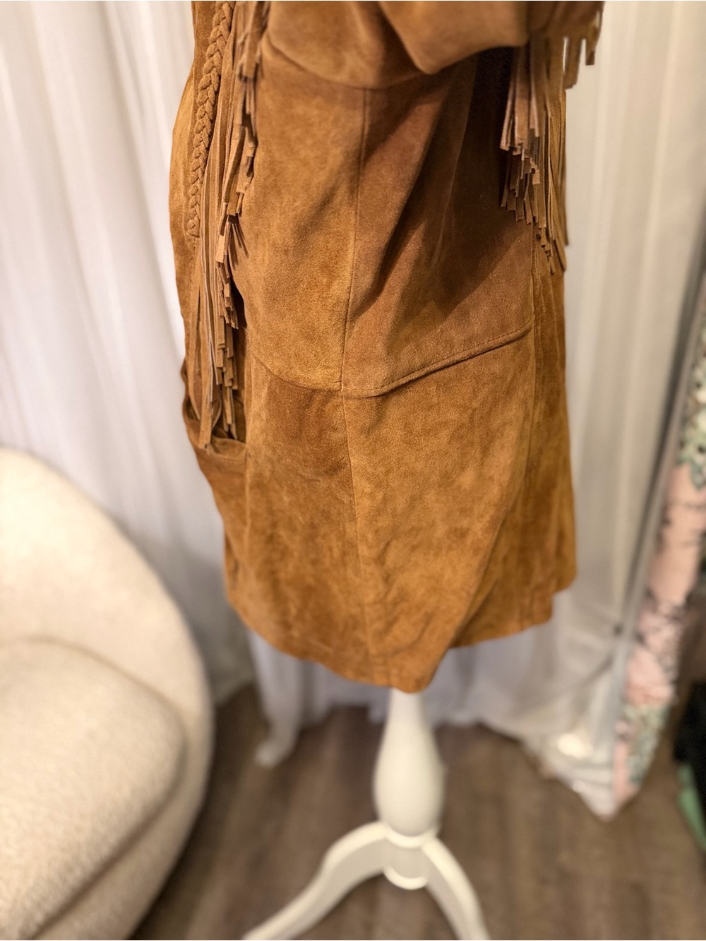 3B West by Tansmith Genuine Suede Leather Fringe Western Coat XL - Picture 6 of 16